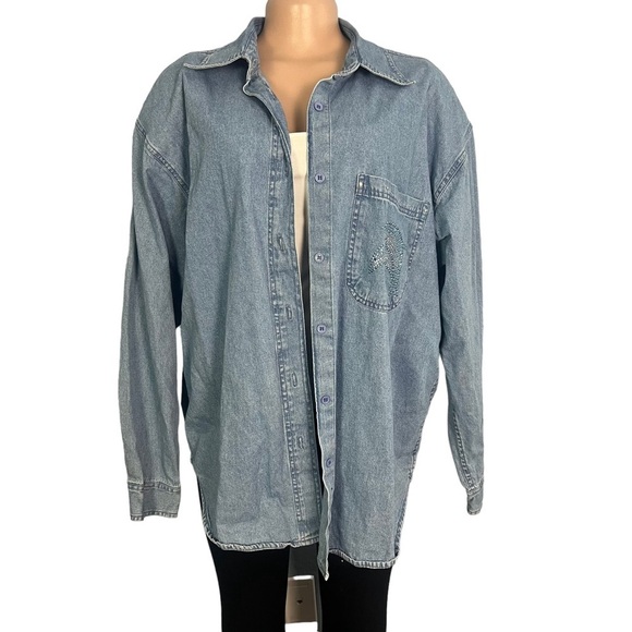 Mirage Vintage Denim Dolphins Jacket Bedazzled - Picture 1 of 8